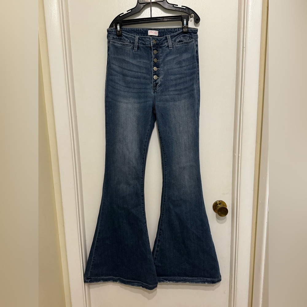 Pink Lily button fly bell bottom jeans